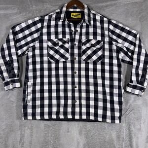 Brazos Work Force Men's Black/white Plaid Flannel Jacket Shirt XL Quilted Lined